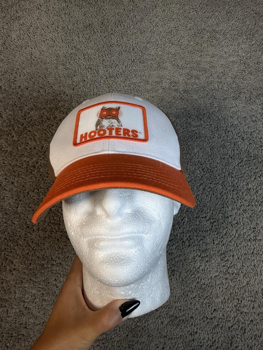 Hooters Hat Cap Strap Back Mens One Size White Orange Embroidered Owl Logo